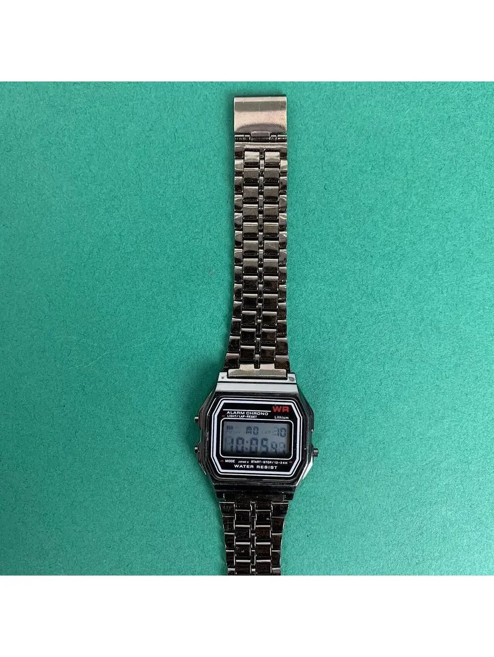 Silver stainless steel digital watch